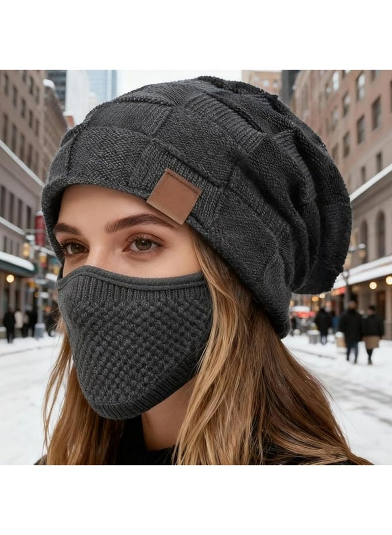 لاسيدو قبعة Beanie للرجال والنساء الشتاء قبعات دافئة الحياكة Slouchy سميكة قبعة الجمجمة مع غطاء الوجه - Image 4