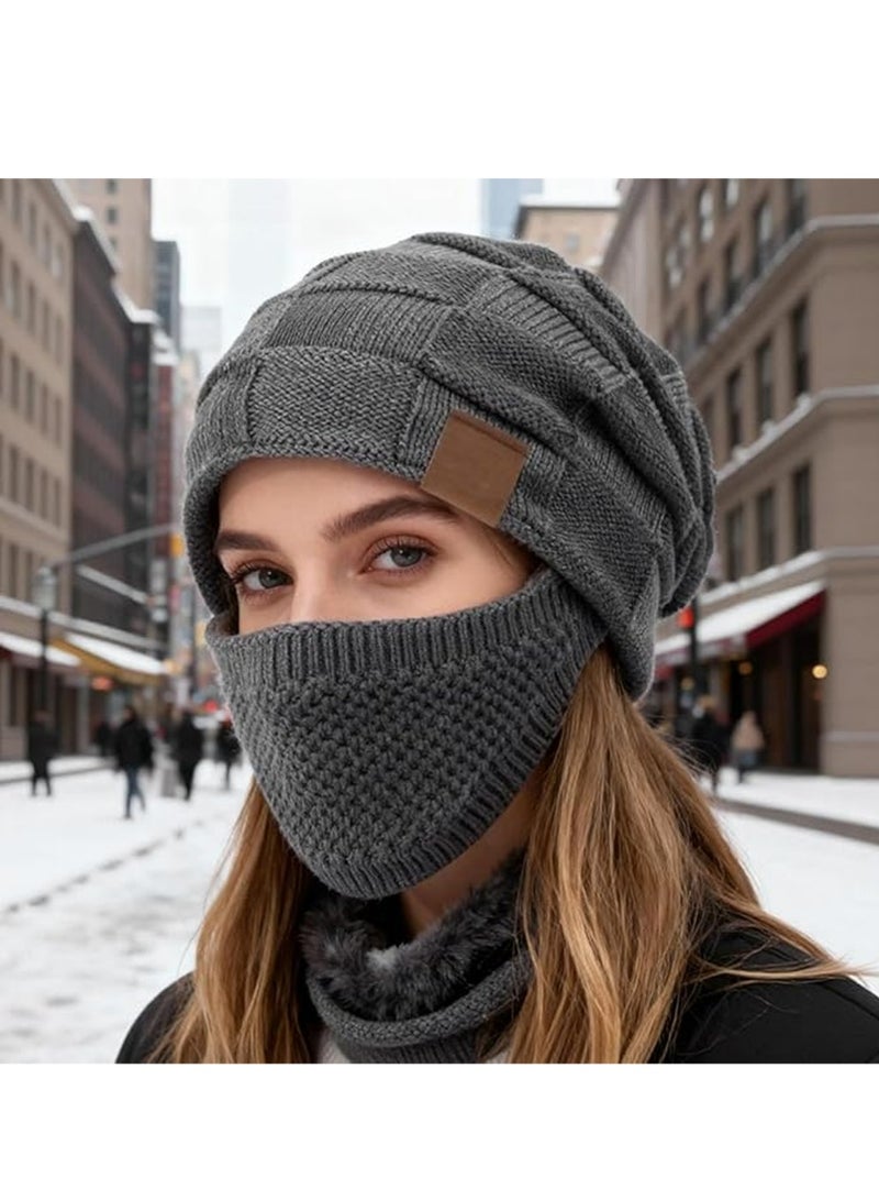 لاسيدو قبعة Beanie للرجال والنساء الشتاء قبعات دافئة الحياكة Slouchy سميكة قبعة الجمجمة مع غطاء الوجه - Image 3