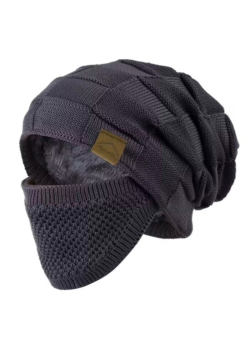 لاسيدو قبعة Beanie للرجال والنساء الشتاء قبعات دافئة الحياكة Slouchy سميكة قبعة الجمجمة مع غطاء الوجه - Image 2