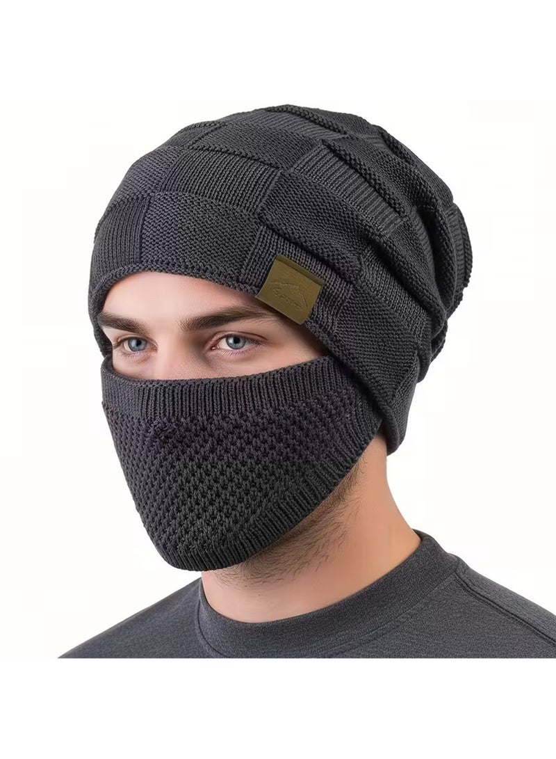 لاسيدو قبعة Beanie للرجال والنساء الشتاء قبعات دافئة الحياكة Slouchy سميكة قبعة الجمجمة مع غطاء الوجه - Image 1