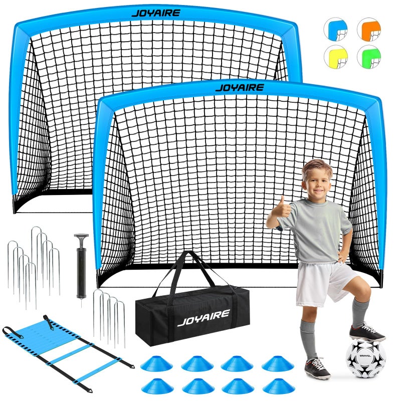 JOYAIRE Soccer Goals for Backyard Set Portable Kids Toddler Soccer Goal 2 of 6 x 4 Soccer Net Soccer Training Equipment with Size 4 Soccer Ball Carry Bag Youth Games Sports Outdoor PlayBlue - Image 2