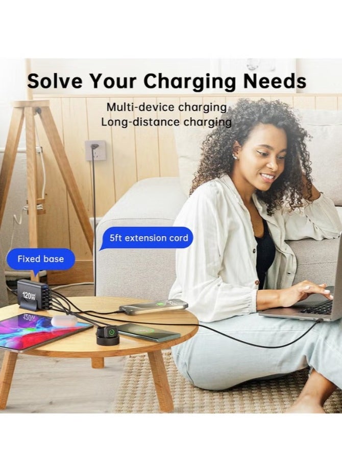 ARNOTEC - USB C Charging Station 120W  Compact 6 Port USB C Charging Station, Portable USB C Wall Charger Adapter With 3 USB-C + 3 USB-A, 65W Port for MacBook IOS, Galaxy - Image 1