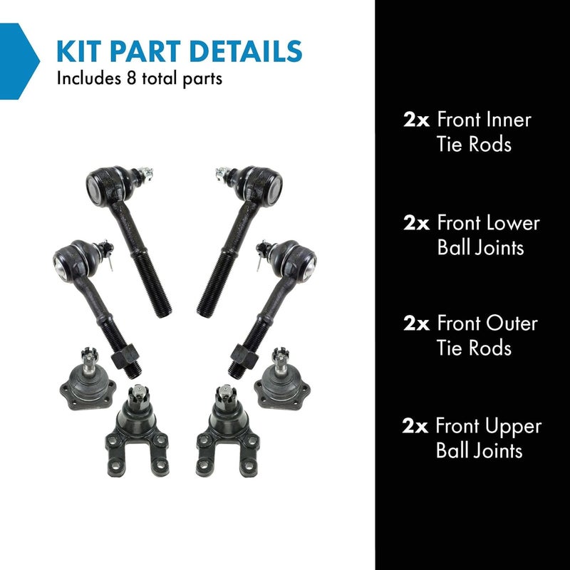 TRQ Front Steering & Suspension Kit Ball Joint Tie Rod Compatible with 1994 Nissan D21 1993-1995 Pathfinder 1995-1997 Pickup - Image 2