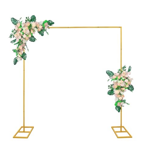 IKULE 6.6FT Gold Metal Wedding Arches for Ceremony Square Balloon Arch Stand Rectangular Backdrop Stand for Anniversary Birthday Party Bridal Shower Home Indoor Outdoor Decoration - Image 1