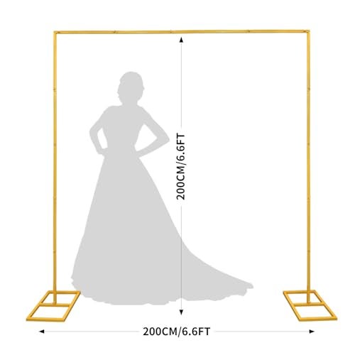 IKULE 6.6FT Gold Metal Wedding Arches for Ceremony Square Balloon Arch Stand Rectangular Backdrop Stand for Anniversary Birthday Party Bridal Shower Home Indoor Outdoor Decoration - Image 2