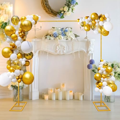 IKULE 6.6FT Gold Metal Wedding Arches for Ceremony Square Balloon Arch Stand Rectangular Backdrop Stand for Anniversary Birthday Party Bridal Shower Home Indoor Outdoor Decoration - Image 3