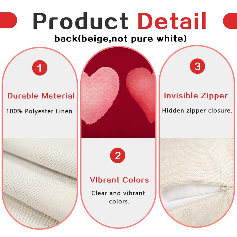RABUSOFA Valentines Pillow Covers 12x20 Red Pink Hearts Love Throw Decorative Outdoor Lumbar Cushion Cases for Valentines Decor Decorations for Home Couch Patio(26018R-12) - Image 5