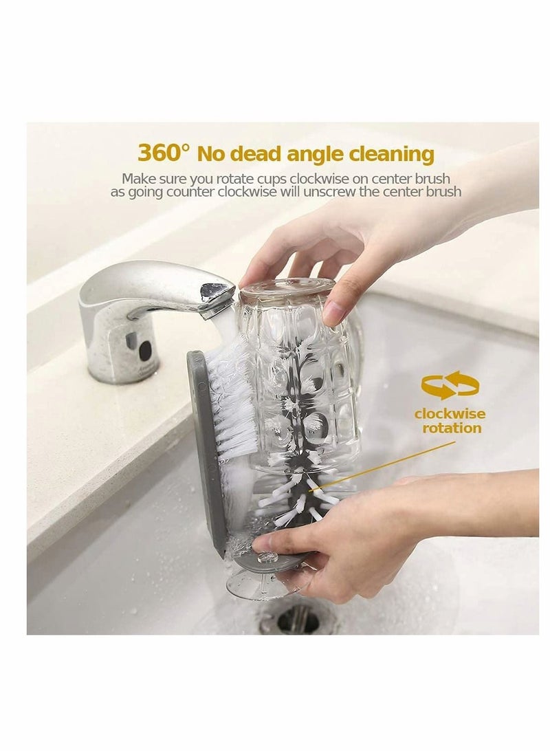 كاست ويف غسالة زجاجية ذات فرشاة خشن مزدوجة على الوجهين ، منظف فرشاة كوب زجاجي مع أكواب الشفط ، والمنظف الزجاجي للزجاج - Image 3