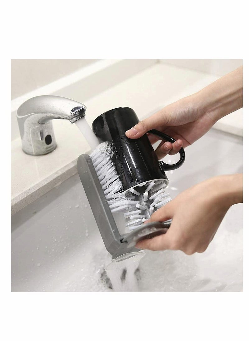 كاست ويف غسالة زجاجية ذات فرشاة خشن مزدوجة على الوجهين ، منظف فرشاة كوب زجاجي مع أكواب الشفط ، والمنظف الزجاجي للزجاج - Image 2