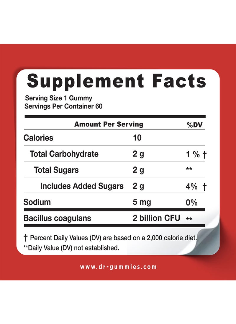 Dr. Gummies Kids Probiotic Gummies With 2 Billion CFU For Digestive Support, 60’s  - Image 3