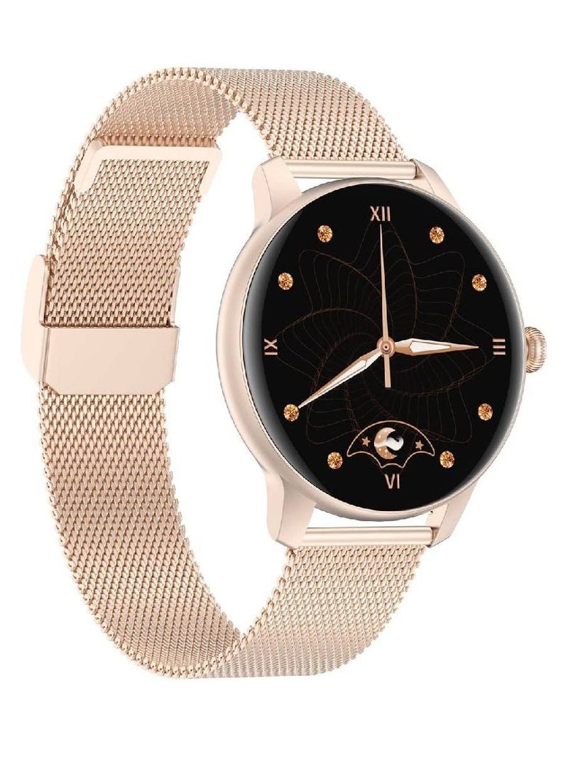 miYou Modern Style Woman Smart Watch with Metal Strap Blood Oxygen Heart Rate Monitor Gold  - Image 2