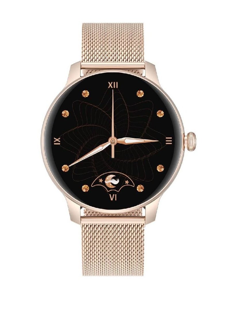 miYou Modern Style Woman Smart Watch with Metal Strap Blood Oxygen Heart Rate Monitor Gold  - Image 3
