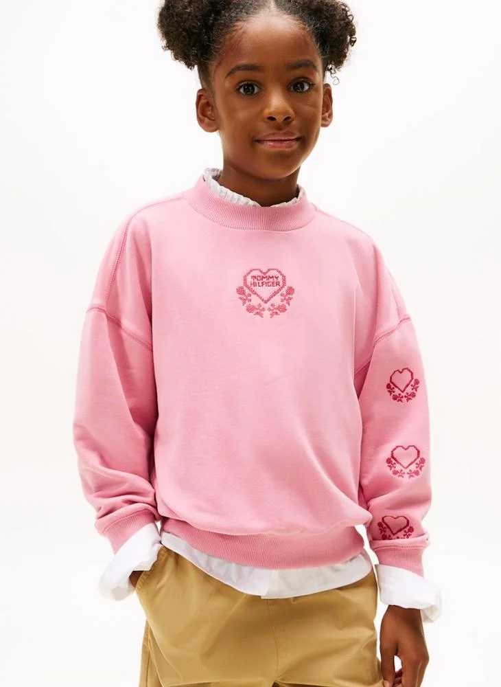 TOMMY HILFIGER Kids Camp Embroidered Heart Sweatshirt