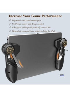TIGER PUBG Controller for Tablet – 4 Triggers, 6 Finger Operation, Sensitive Shoot & Aim Triggers, Gamepad Grip for Enhanced Gaming Experience, Compatible with 10-12.9 Inch iPad & Tablets (Thickness < 10mm), Black  - Image 3