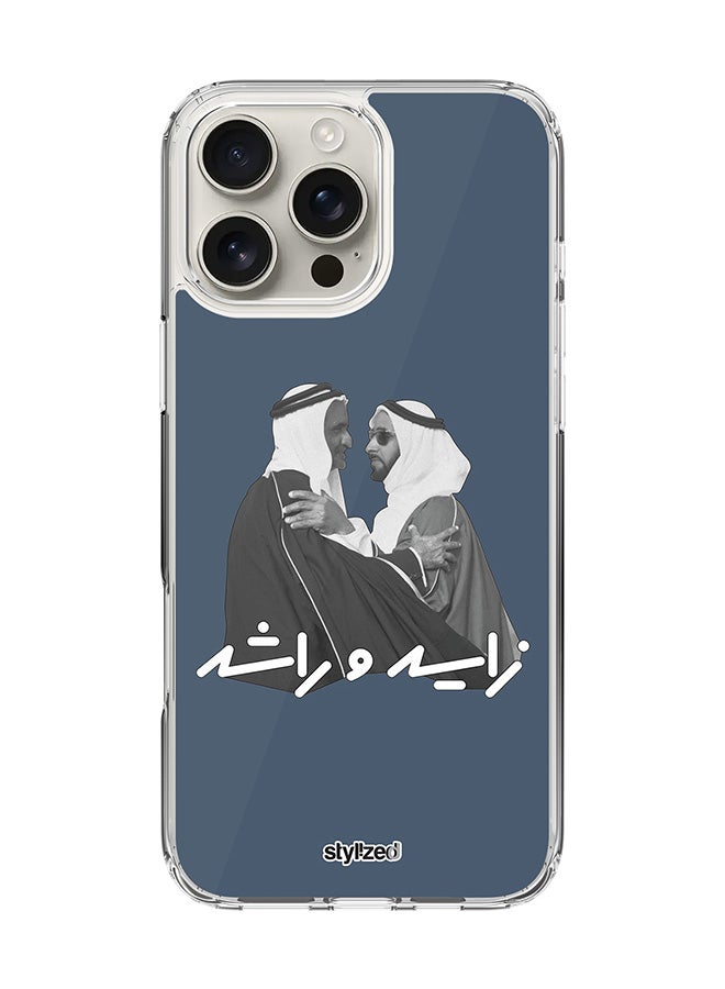 Stylizedd for iPhone 16 Pro Max Case [Compatible with MagSafe] Slim Magnetic cover Clear Phone Case - Sheikh Zayed And Sheikh Rashid, Blue - Image 1