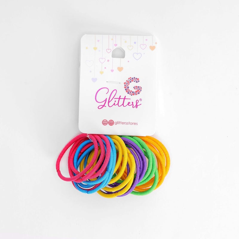 GLITTERS® Trendy Stylish Elastics Stretchy Pop Color Ponytail Holders for Girls & Women (Set of 24) - Image 1