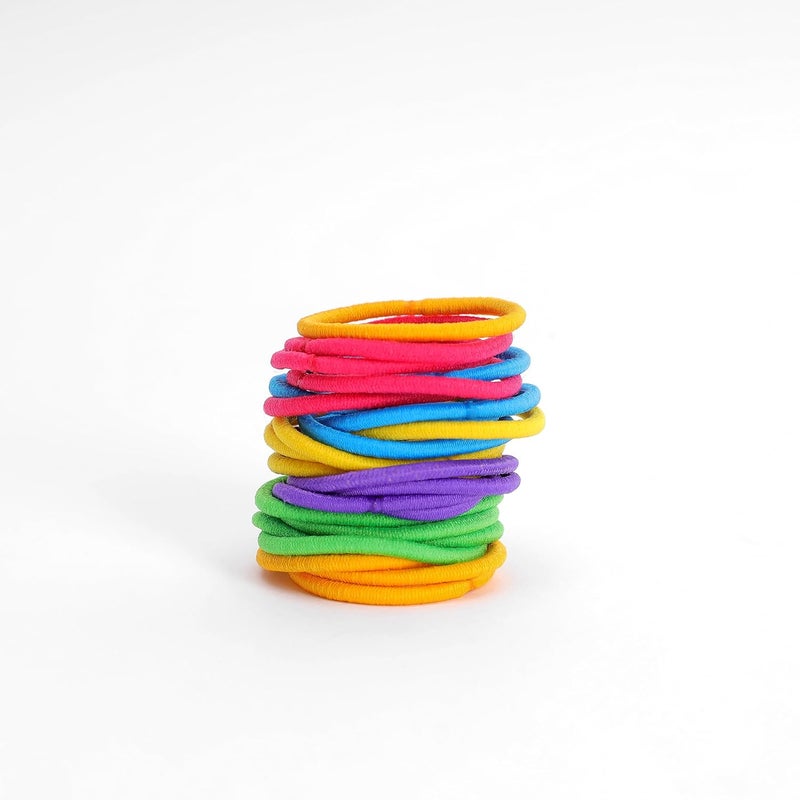 GLITTERS® Trendy Stylish Elastics Stretchy Pop Color Ponytail Holders for Girls & Women (Set of 24) - Image 2