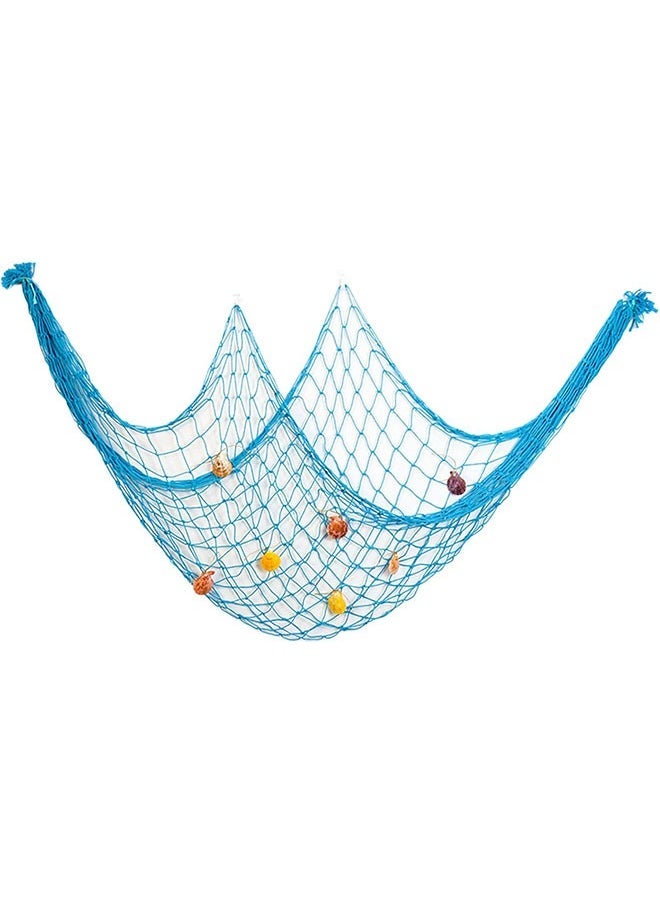 ZVEV Fishing Net Decoration,(78 x 78 Inch, Blue) Decorative Fishing Net Nautical Wall Hanging Fish Nets Decor Netting for Wall Frame Photo,Mediterranean Style Nautical Decorative Fishing Net (Blue) - Image 1