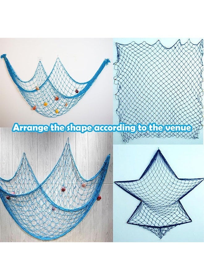 ZVEV Fishing Net Decoration,(78 x 78 Inch, Blue) Decorative Fishing Net Nautical Wall Hanging Fish Nets Decor Netting for Wall Frame Photo,Mediterranean Style Nautical Decorative Fishing Net (Blue) - Image 5