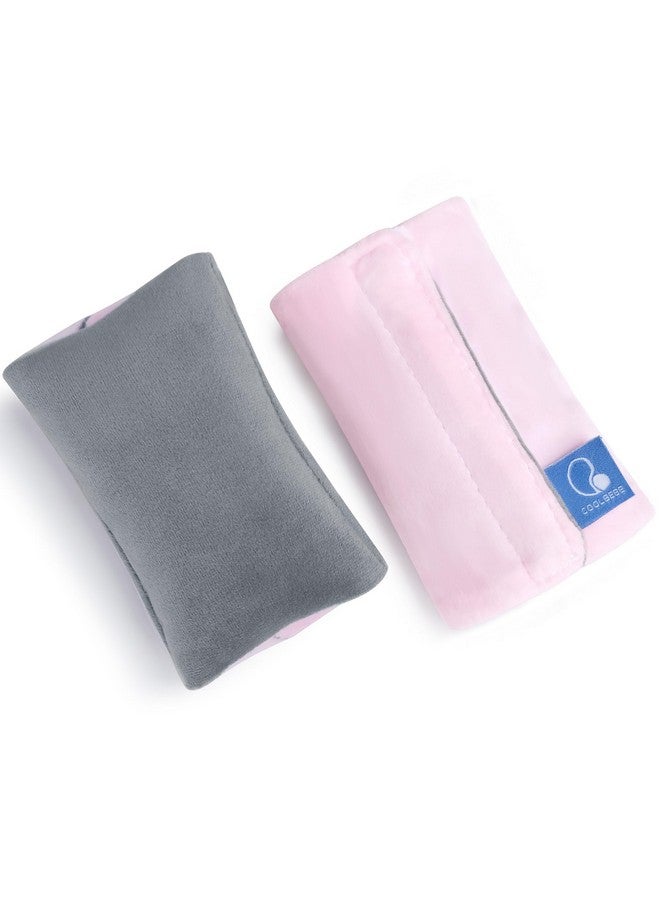 COOLBEBE Car Seat Straps Shoulder Pads for Baby Kids, Super Soft Seat Belt Covers for All Car Seats/Pushchair/Stroller/High Chair(Grey/Pink) - Image 1