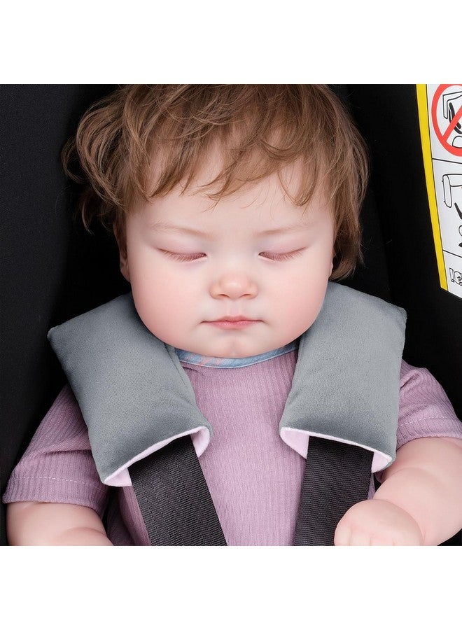COOLBEBE Car Seat Straps Shoulder Pads for Baby Kids, Super Soft Seat Belt Covers for All Car Seats/Pushchair/Stroller/High Chair(Grey/Pink) - Image 2