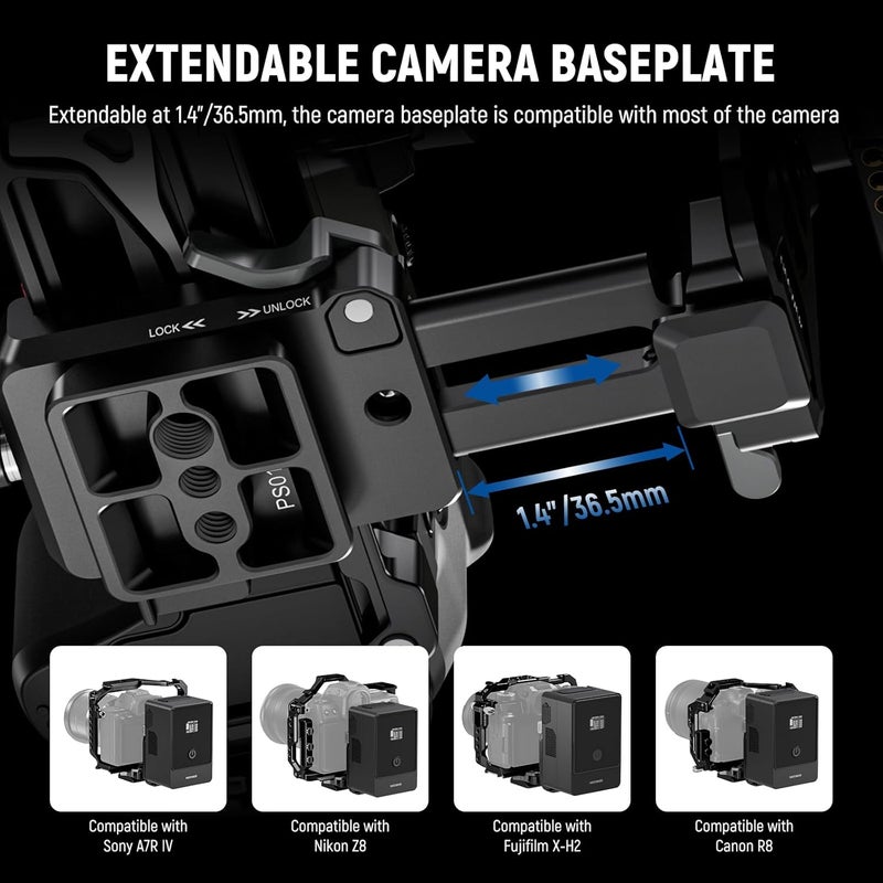 Cost effective global grade quality V Mount Battery Plate with NATO Rails, Arca Type Baseplate for RS4 Pro RS3 Pro Gimbal, Modular DSLR Camera Video Rig Compatible with SmallRig V Lock Battery Camera Cage, PS016 Quick use-switch compatible build - Image 5