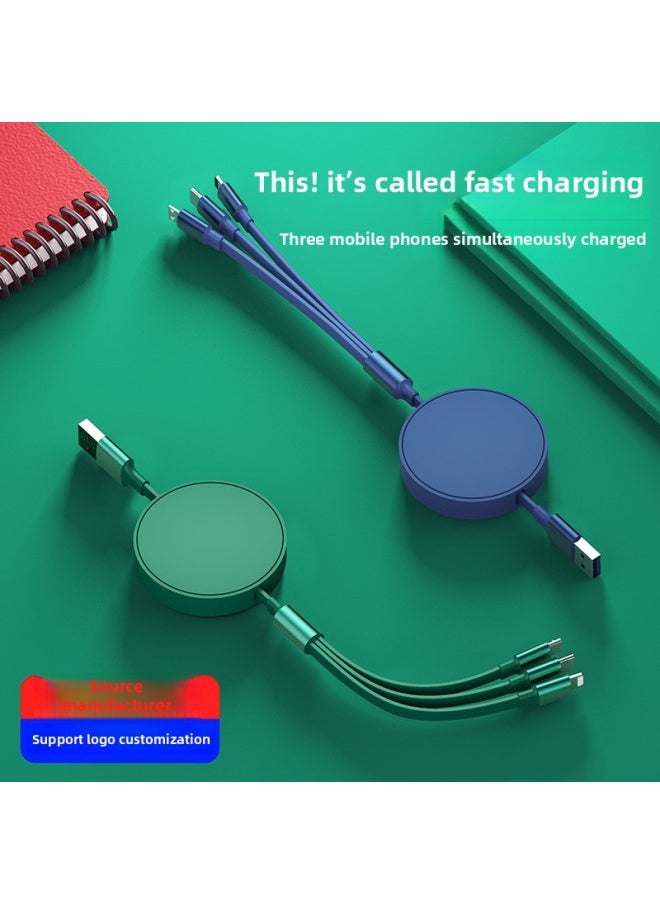 Generic - 66W Single Pull One Drag Three Data Cable Super Fast Charging Cable Gift Logo Printing 6A Three-in-one Data Cable-Model:Red - Image 1