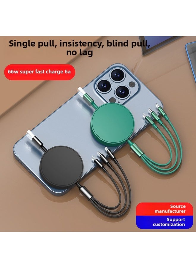 Generic - 66W Single Pull One Drag Three Data Cable Super Fast Charging Cable Gift Logo Printing 6A Three-in-one Data Cable-Model:Red - Image 1