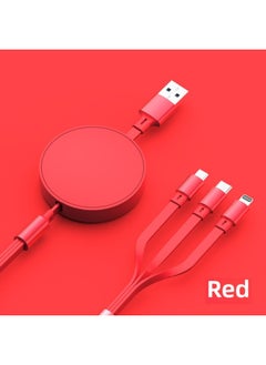 66W Single Pull One Drag Three Data Cable Super Fast Charging Cable Gift Logo Printing 6A Three-in-one Data Cable-Model:Red