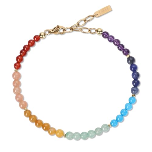 COAI Dainty Bracelet for Women, Crystal Chakra Balancing Healing Bracelet for Women 4mm - Image 1