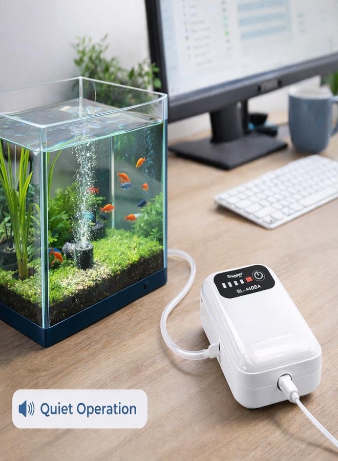 rizopets BL-440B Aquarium Air Pump, White, with Air Stone and Tubing, USB Powered - Image 4