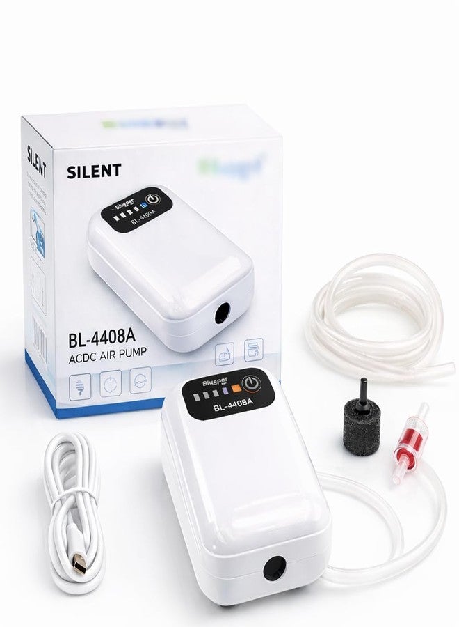 rizopets BL-440B Aquarium Air Pump, White, with Air Stone and Tubing, USB Powered - Image 3