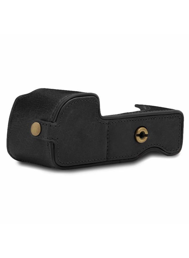 MegaGear MG1641 Ever Ready Genuine Leather Camera Half Case compatible with Sony Alpha A6100, A6400 - Black - Image 3