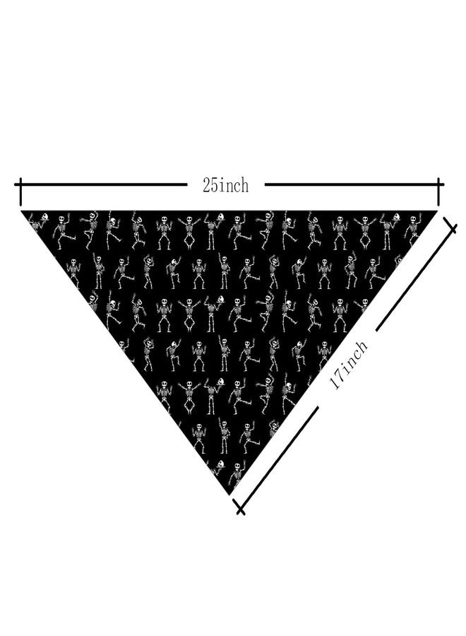 ZPPRJF Halloween Black Pet Bandana, Dancing Skeleton Dog Bandanas, Adjustable Comfortable Triangle Dog Scarf, Holiday Bandana for Small Medium Boy and Girl Dogs, Halloween Dogs Gift - Image 2