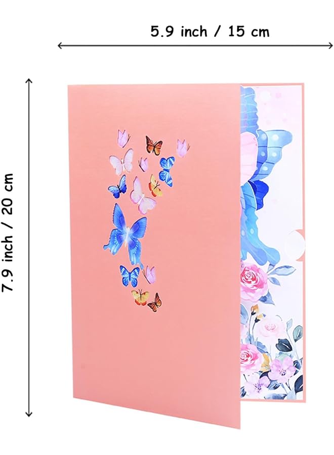إيروريكس بطاقة تهنئة ثلاثية الأبعاد على شكل فراشة وزهرة منبثقة مع مغلف لأي مناسبة، بطاقة احتفال قابلة للطي مصنوعة يدويًا لأعياد الميلاد وعيد الأم والذكرى السنوية وعيد الحب - Image 5