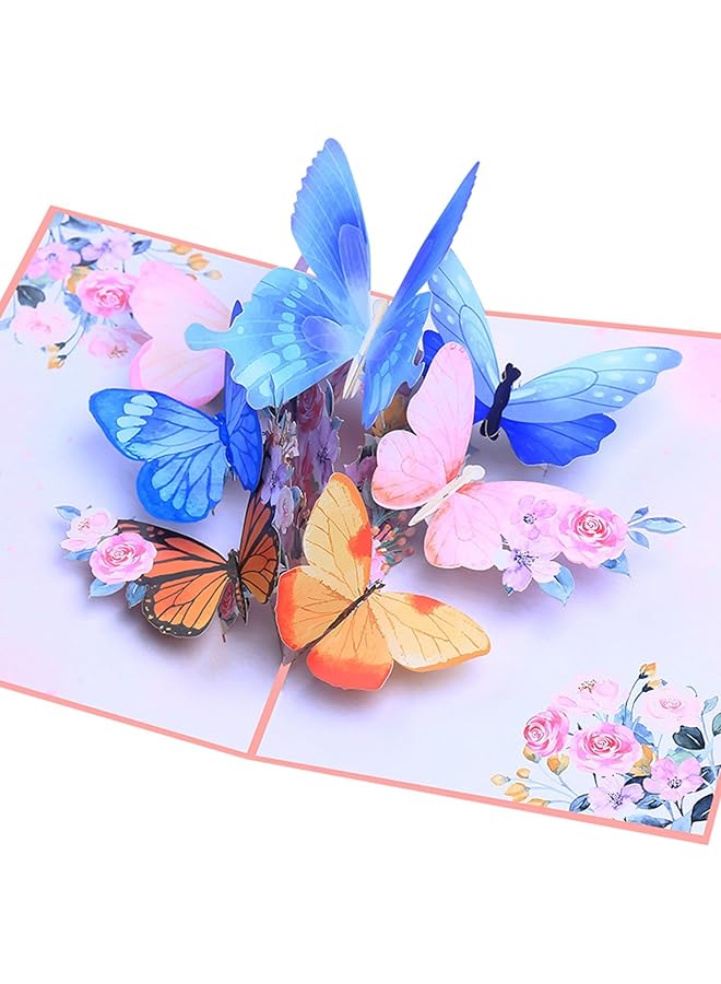 إيروريكس بطاقة تهنئة ثلاثية الأبعاد على شكل فراشة وزهرة منبثقة مع مغلف لأي مناسبة، بطاقة احتفال قابلة للطي مصنوعة يدويًا لأعياد الميلاد وعيد الأم والذكرى السنوية وعيد الحب - Image 1