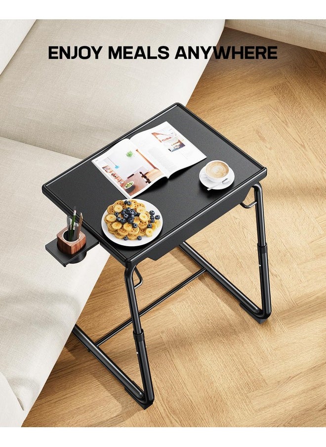 LORYERGO LORYERGO TV Tray - TV Table, Folding Table Trays, w/6 Height & 3 Tilt Angle, w/Cup Holder, Dinner Tray for Eating on Couch, Laptop, Bed & Couch  - Image 2