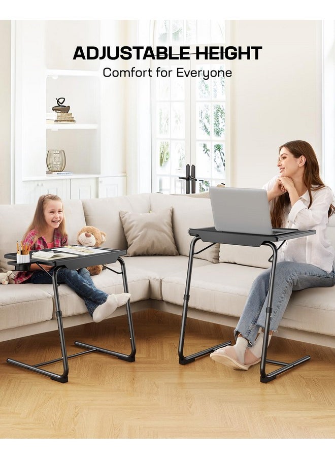 LORYERGO LORYERGO TV Tray - TV Table, Folding Table Trays, w/6 Height & 3 Tilt Angle, w/Cup Holder, Dinner Tray for Eating on Couch, Laptop, Bed & Couch  - Image 5