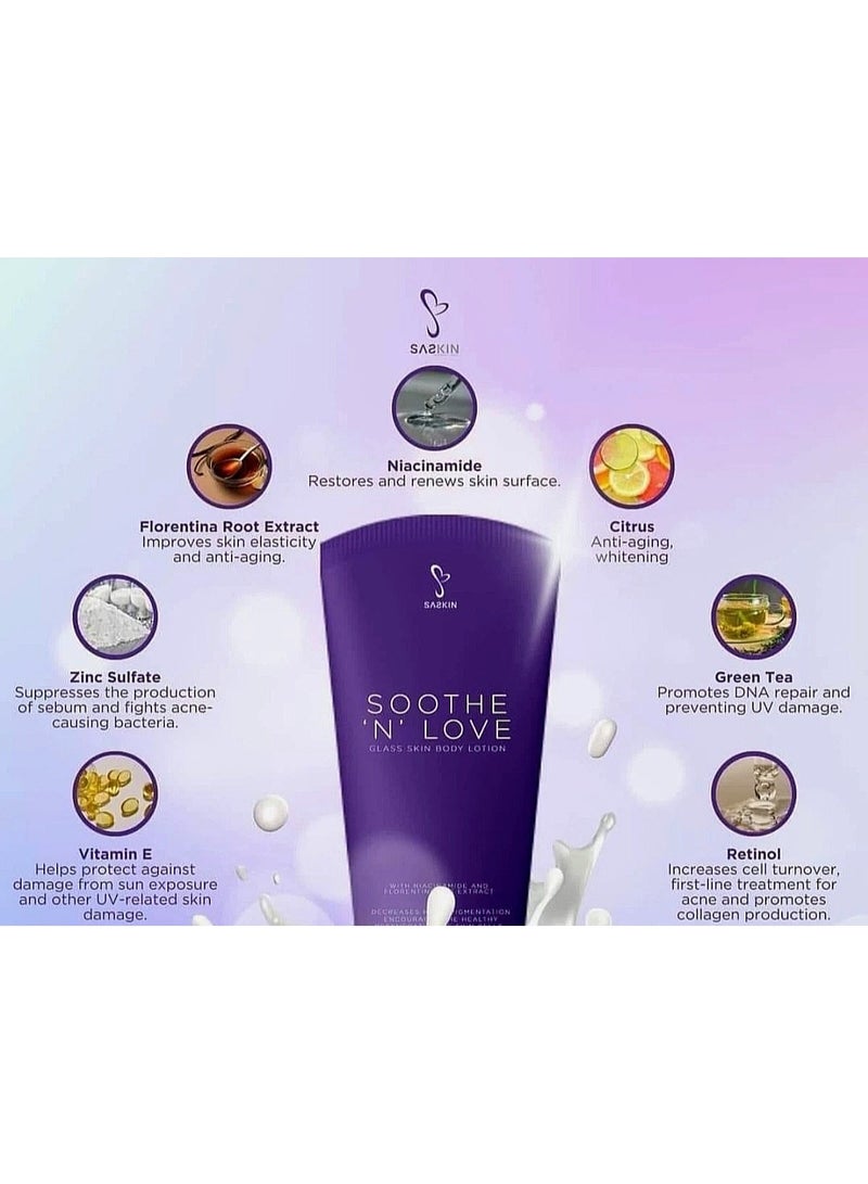 SASKIN SOOTHE 'N' LOVE GLASS SKIN BODY Lotion 250ml - Image 3