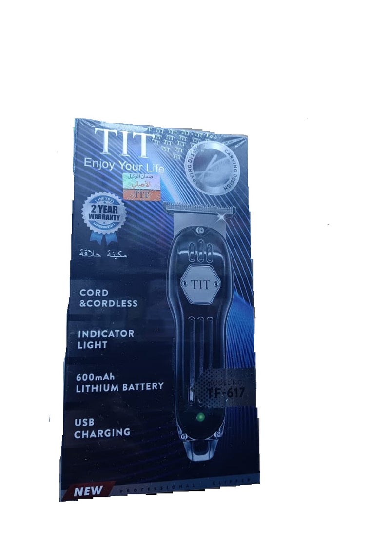 TIT Advanced TIT TF617 Rechargeable Hair Trimmer – Precision 9CR Blade, Corded & Cordless Use, and Extended Battery Life for Effortless Home and Professional Haircuts