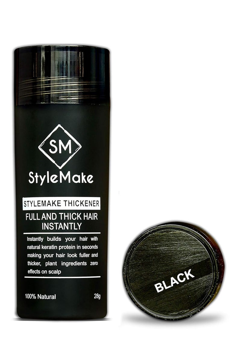 STYLEMAKE Thickener Hair Loss Concealer Transform Thin And Fine Hair With Hair Building Fibre Hair Building Fibers For Men And Women Black Completely Undetectable 28 Grams - Image 1