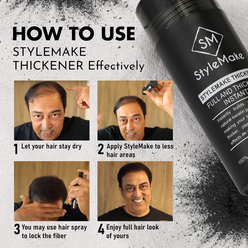 STYLEMAKE Thickener Hair Loss Concealer Transform Thin And Fine Hair With Hair Building Fibre Hair Building Fibers For Men And Women Black Completely Undetectable 28 Grams - Image 5