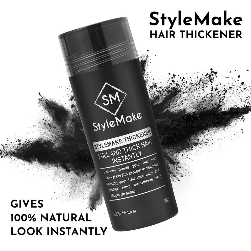 STYLEMAKE Thickener Hair Loss Concealer Transform Thin And Fine Hair With Hair Building Fibre Hair Building Fibers For Men And Women Black Completely Undetectable 28 Grams - Image 2
