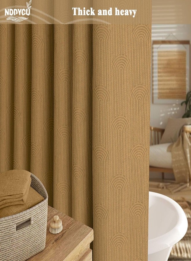 NDDYCU Brown Boho Shower Curtain,Mid Century Neutral Terracotta Mustard Fall Shower Curtain 72" W X 72" L - Image 2