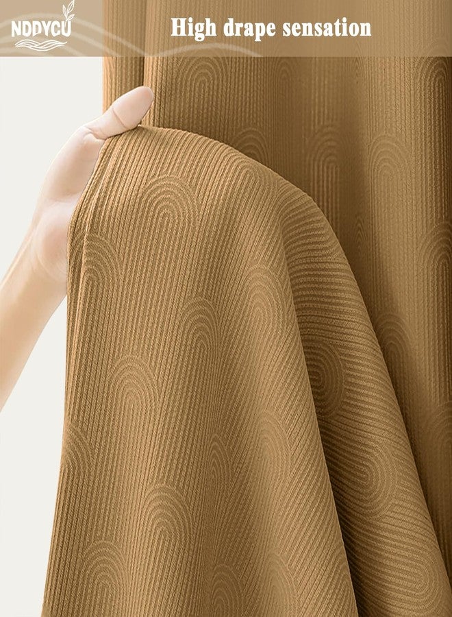 NDDYCU Brown Boho Shower Curtain,Mid Century Neutral Terracotta Mustard Fall Shower Curtain 72" W X 72" L - Image 5