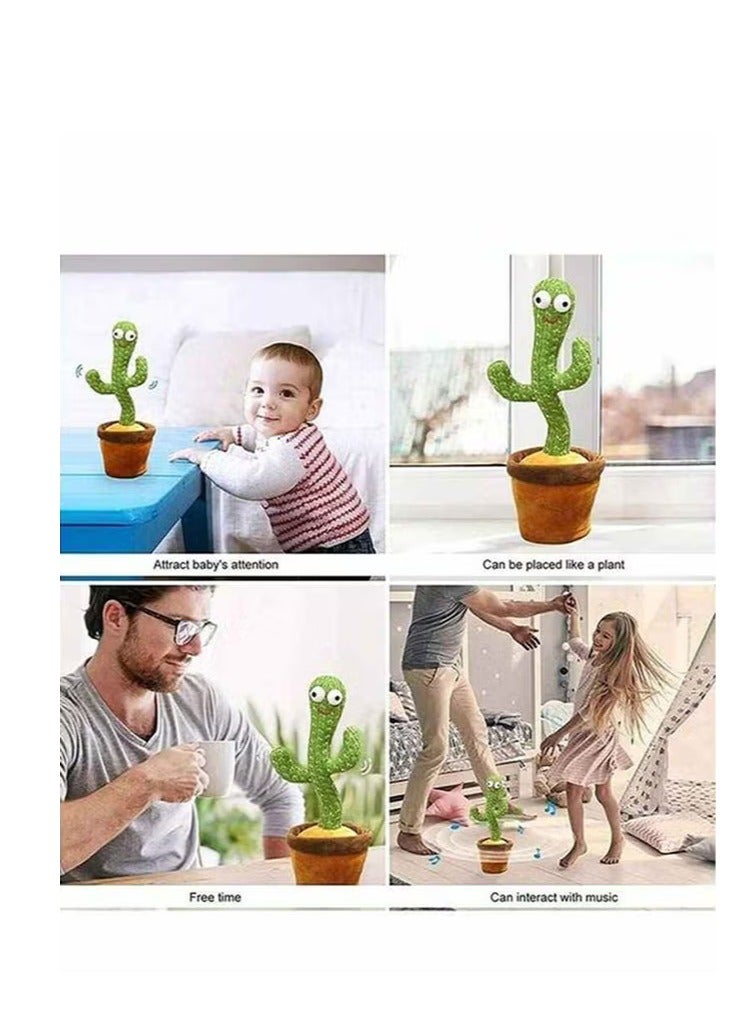 Electric dance plant cactus stuffed toy - green/brown, children's music 32 x 25 x 11.5 cm - Image 3