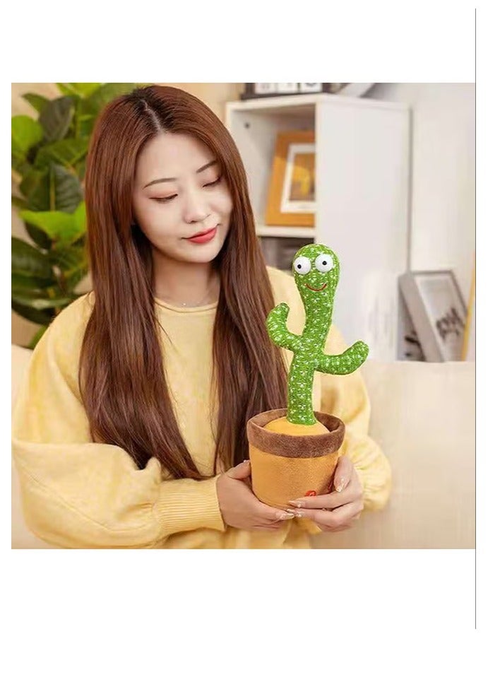 Electric dance plant cactus stuffed toy - green/brown, children's music 32 x 25 x 11.5 cm - Image 5