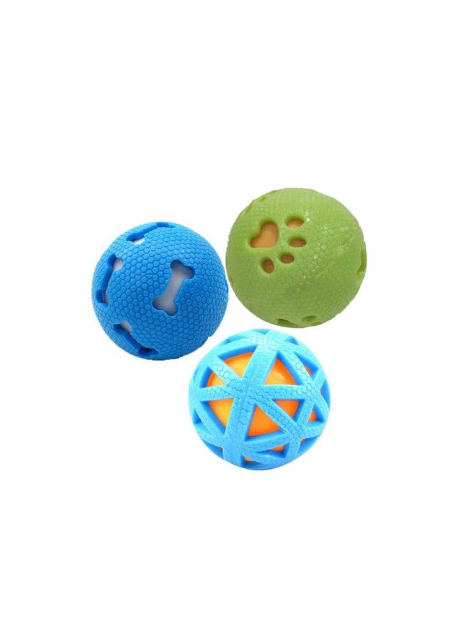 بت مجموعة من 3 كرات تفاعلية تصدر أصواتًا مزعجة للكلاب/الجراء - صغيرة - متعددة الألوان - Image 1