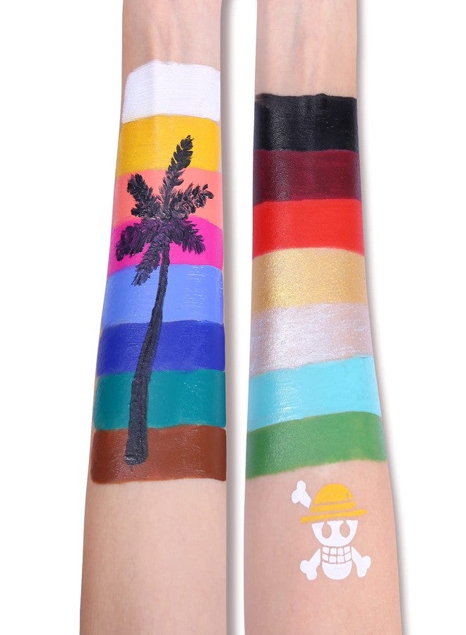 UCANBE Face Body Paint Set, 15 Colors Painting Palette Makeup Kit with 10 Pcs Professional Artist Brushes for Halloween Cosplay Party - Image 3