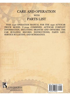 Care and Operation with Parts List 1940 Autocar Model U-2044, Truck Chassis - 2 1/2 Ton  - Image 1